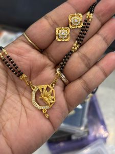 Elegant Gold Mangalsutra with Earrings