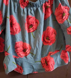 Floral Off-Shoulder Bell Sleeve Top