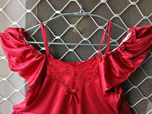 Satin Nightgown with cold shoulder sleeves