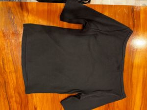 Black Ribbed top with puffer jacket