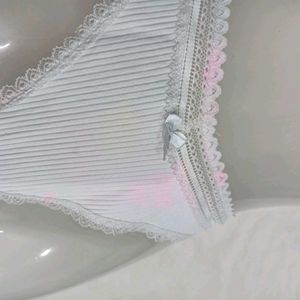 🪔 Women's White Thong Panty with Lace Trim