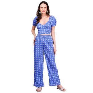Blue Printed Crop Top and Palazzo Set(co-ord set)