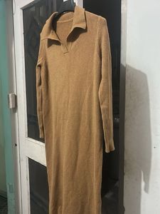 Cozy Knit Collared Midi Dress
