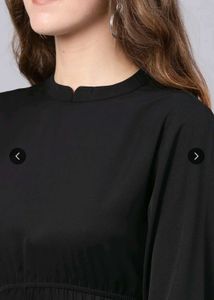 Elegant Black Pleated Midi Dress