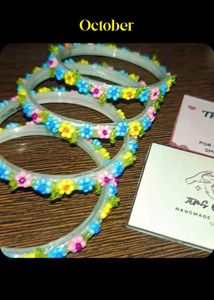 Handmade Beaded Flower Bangles