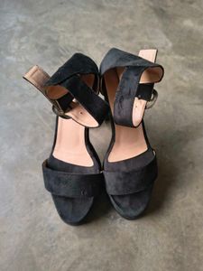 Black Platform Block Heels