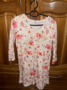 kaira Floral Print Lace-Up Tunic Top