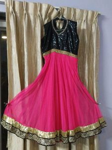 Stunning Pink &amp; Black Embellished Gown