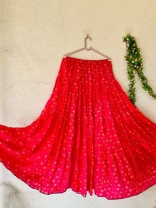 Red & Gold Print Ethnic Skirt