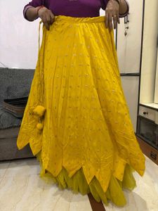 Yellow Lehenga with Red Blouse &amp; Dupatta