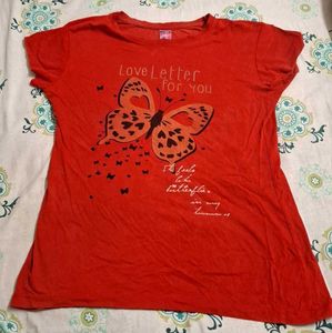 Red Butterfly Graphic T-Shirt