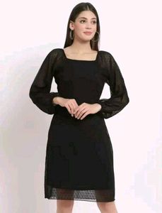 Elegant Dark Green Puff Sleeve Dress