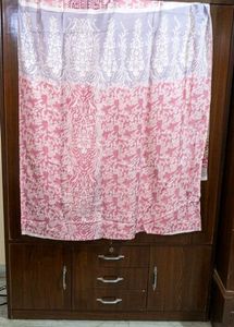 Pink Floral Print Dress Material
