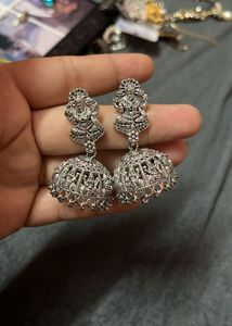 Exquisite Oxidized Silver Jhumka Earrings