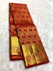 Vibrant Red &amp; Gold Silk Saree
