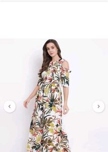 Beautiful Floral Cold Shoulder Maxi Dress