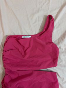 Zara Pink Cutout Ruched Mini Dress