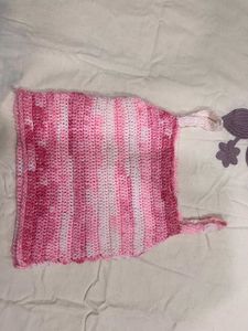 handmade Crocheted Pink Crop Top