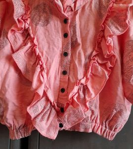 Peach Ruffled Crop Top