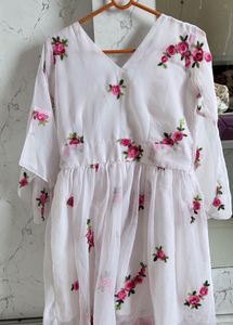 Floral Embroidered White Dress