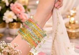 Colorful Beaded Bangles with Charms