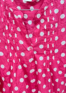 Pink Polka Dot V-Neck long top