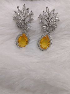 American Diamond Yellow Earrings