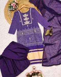Purple Bandhani Kurta Set with Dupatta