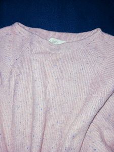 Pink Ribbed Knit Sweater