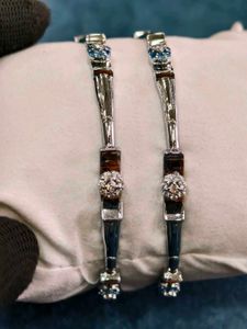 Exquisite Diamond and Sapphire pure silver Bangles