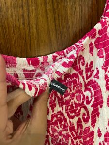 Chic Pink Floral Print Midi Dress
