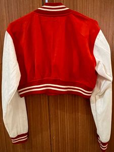 Varsity Cropped Jacket - Red