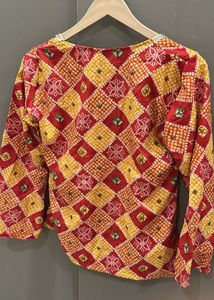 Red &amp; Yellow Bandhani Print Kurta