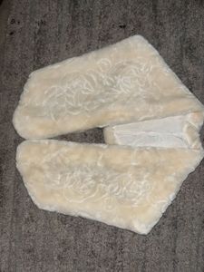 faux fur stole or wrap Elegant Cream Floral Scarf