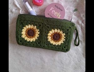 Handmade Crochet Flower Pouch