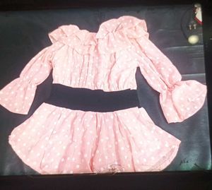 Pink Polka Dot long top or one piece