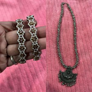Ethnic Bangles & oxidised Necklace Set
