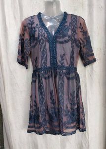 1208. Boho Lace Embroidered Mini Dress romper