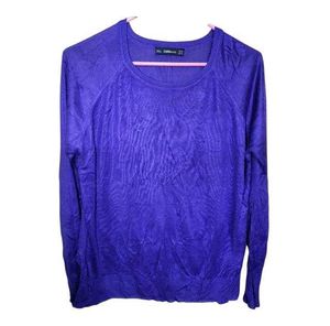 ZARA Knit Women's blue Full Sleeve Sweater – XL