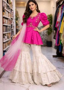Stunning Pink Kurta with Palazzo Set
