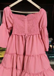 Pink Smocked Tiered Dress