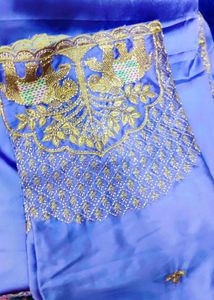Beautiful Blue Silk Saree with blouse material wit