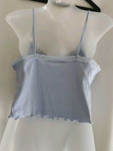 primark Cute Blue Ribbed Cami Top