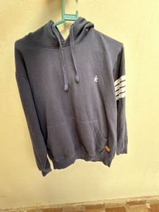 Clean Navy Hoodie with Sleeve Stripes