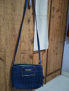 Chic Blue Fringe Crossbody Bag