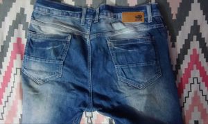 Blue Wash Faded Denim Jeans