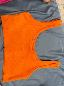 Orange Terry Cloth Bikini Top