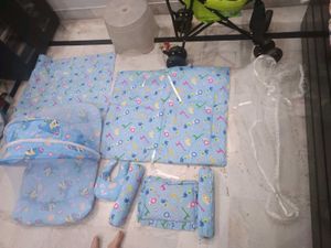 Cute Baby Blue Bedding Set with Animals