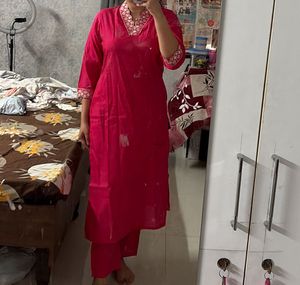Vibrant Pink Kurta Set with Dupatta