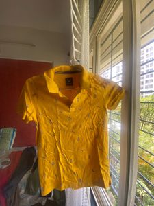 boys Yellow Printed Polo Shirt